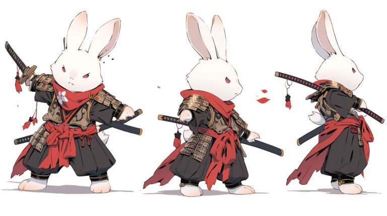 Midjourneyで生成したウサギの甲冑武者のAI画像